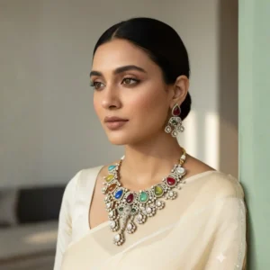 Navratna-Gajraj-Statement-Necklace-Set