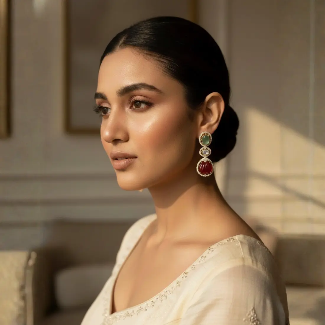 Ruby Dewdrop Earrings for women