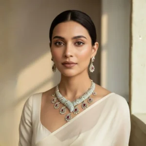 Ruby Bloom Bridal Necklace Set