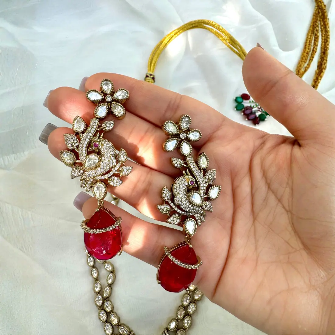 Peacock American Diamond Set - Image 7