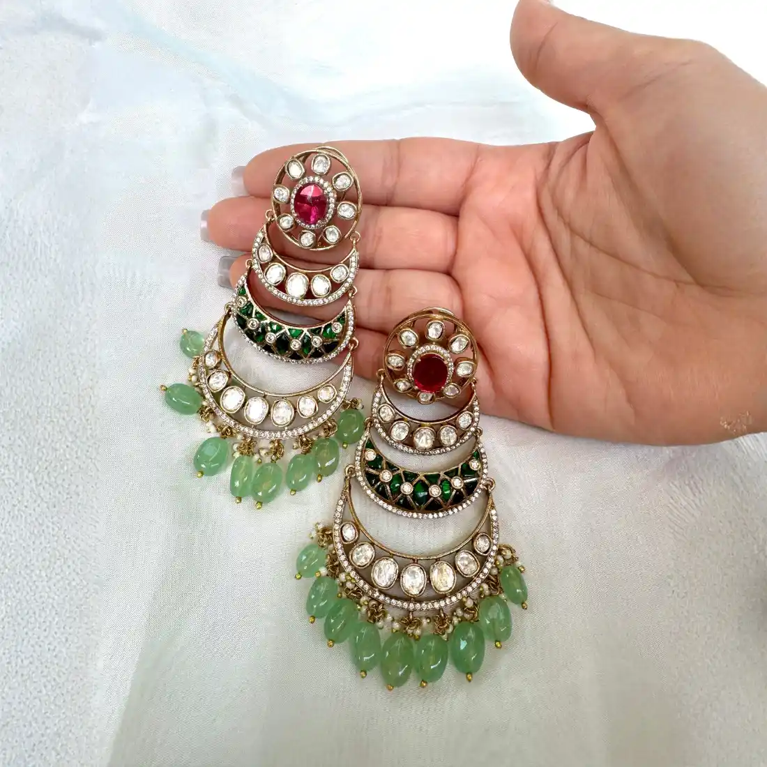 Ruby Mint Chandbali - Image 3