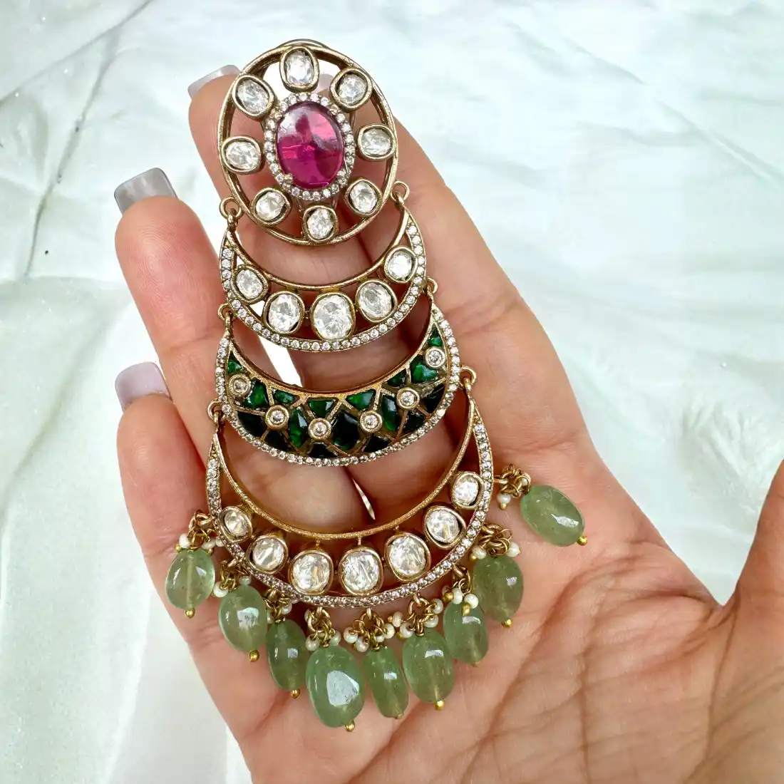 Ruby Mint Chandbali - Image 2