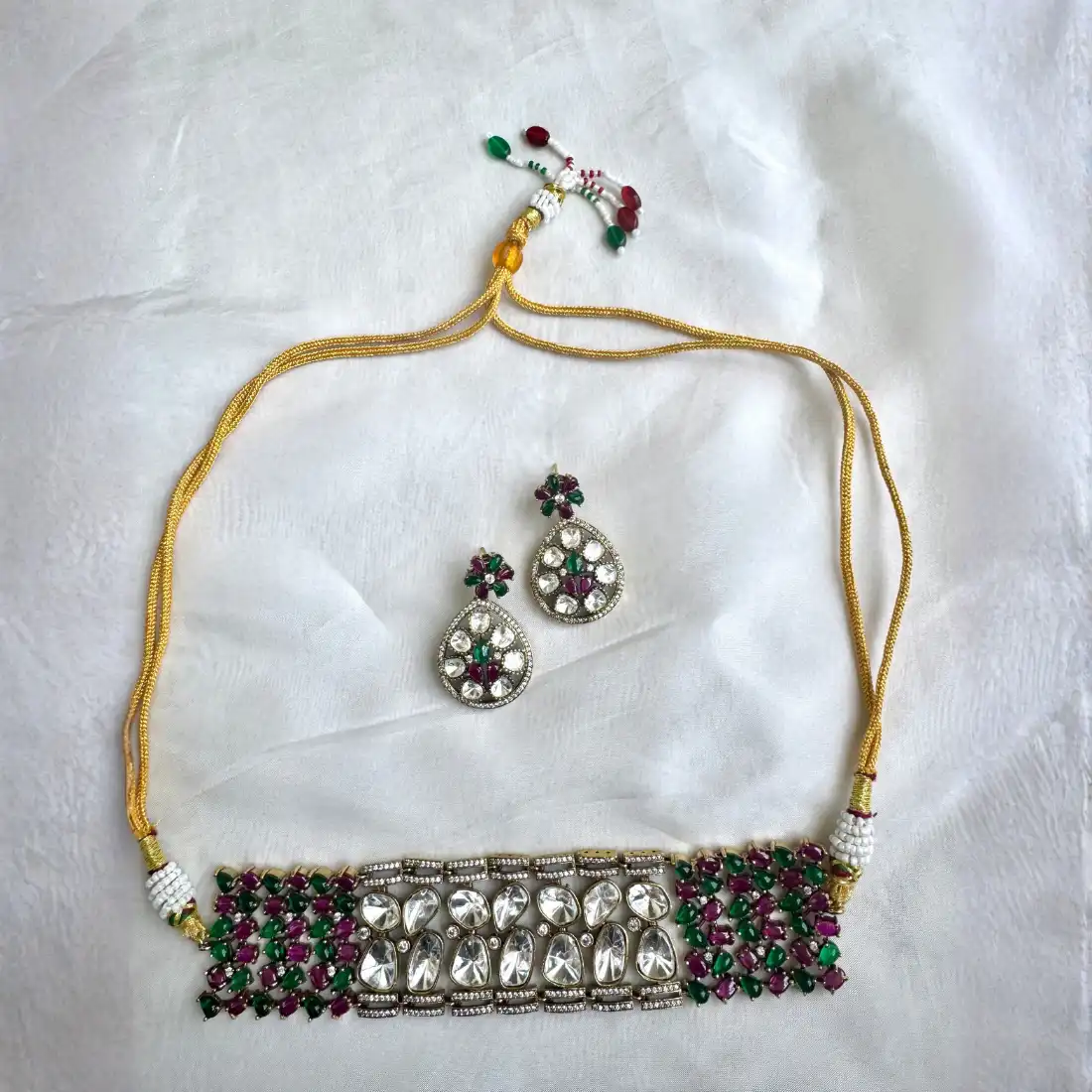 Emerald Ruby Polki Choker - Image 3