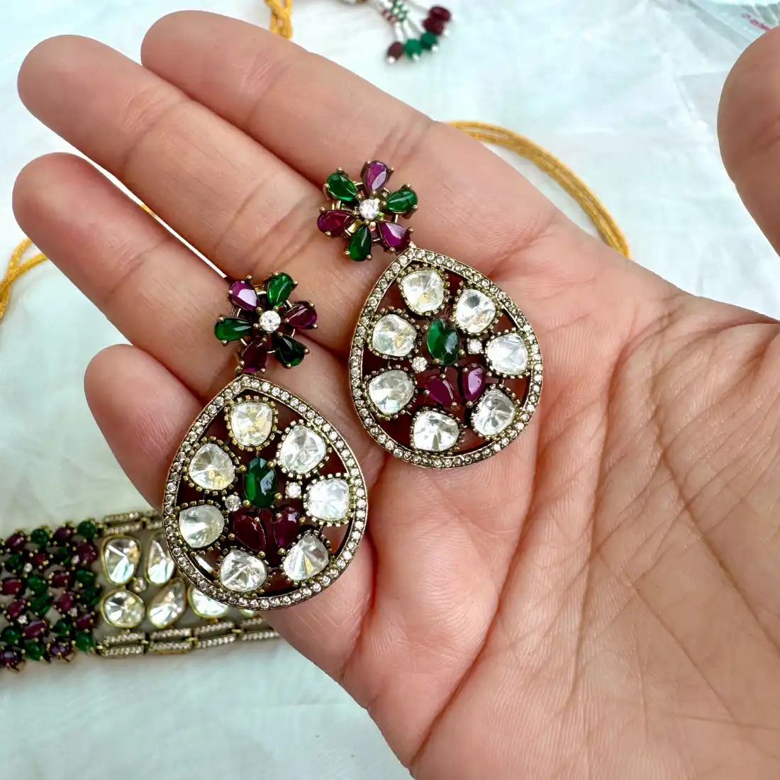 Emerald Ruby Polki Choker - Image 2